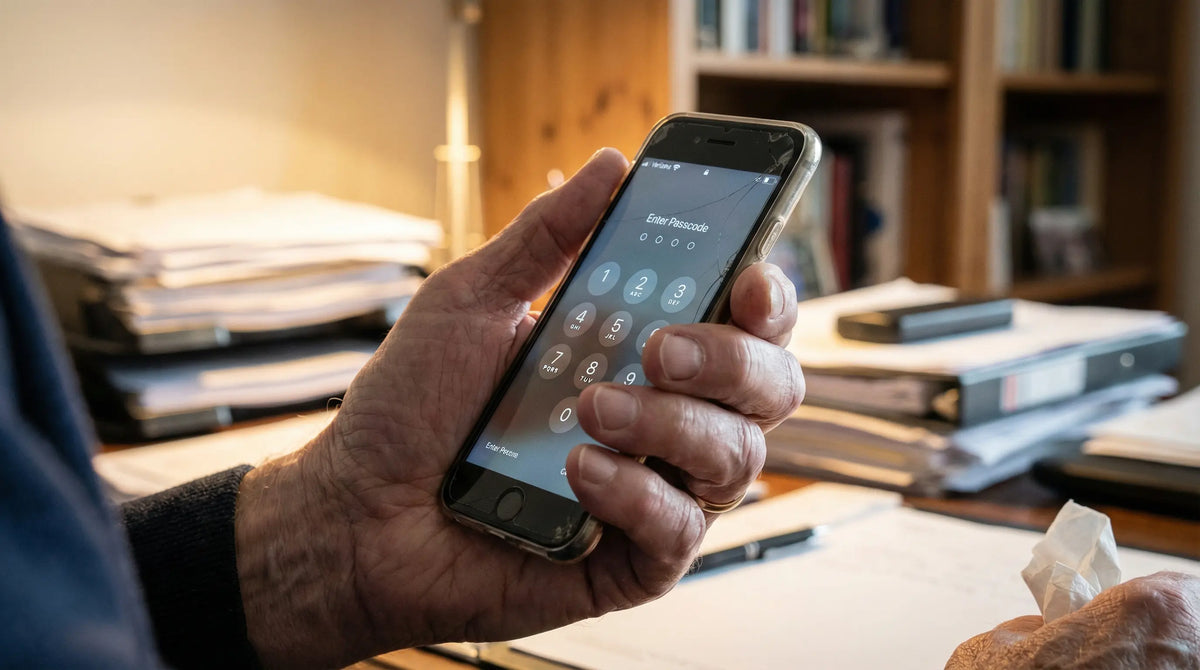 Locked phone and paperwork