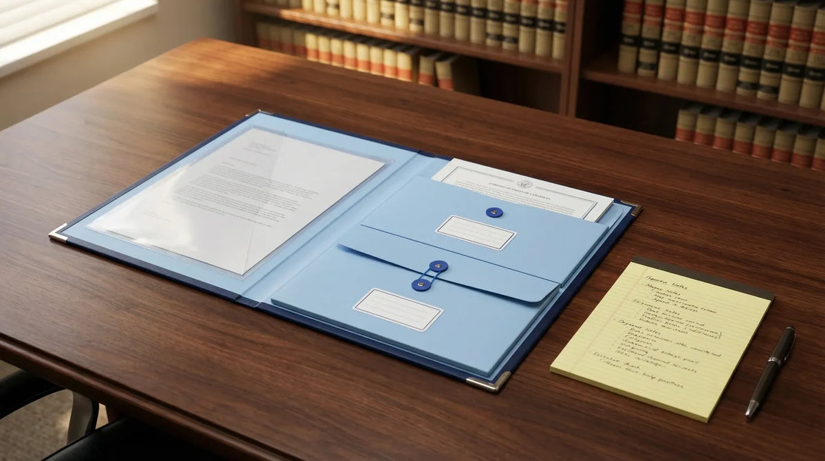 Organized estate folder on desk